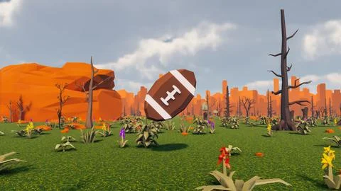 Low poly planet with icon and landscape sustainable development ecology 3d .. Stock Illustration