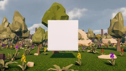 Low poly planet with icon and landscape sustainable development ecology 3d .. Stock Illustration