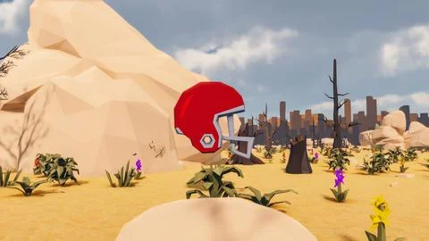 Low poly planet with icon and landscape sustainable development ecology 3d .. Stock Illustration
