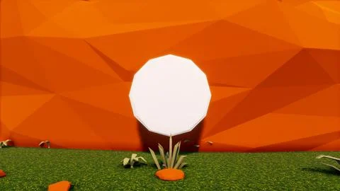 Low poly planet with icon and landscape sustainable development ecology 3d .. Stock Illustration