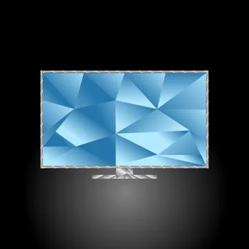 Low poly plasma tv set with the blue screen Stock Illustration