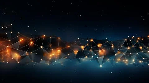 Low poly polygon abstract space dark background with connecting dots and lines c Stock Photos