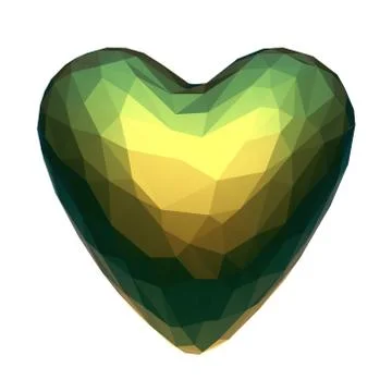 Low poly (polygon) heart with iridescent (jewel bug) material. Isolated Illustrazione stock