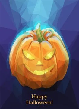 Low poly polygon pumpkin for Halloween Stockillustratie