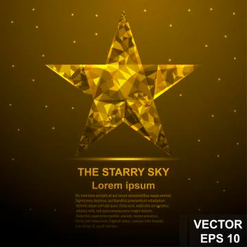 Low-poly. Polygon. Star. style. Bright illustration. Triangle. Connections. F Stockillustratie