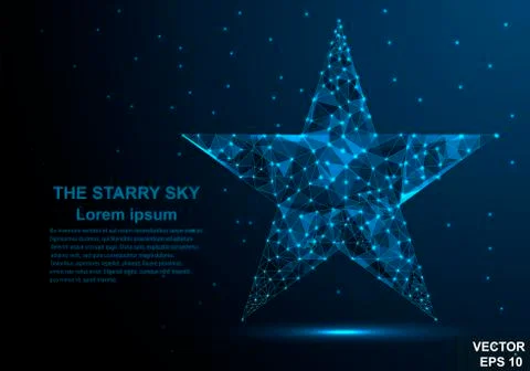 Low-poly. Polygon. Star. style. Bright illustration. Triangle. Connections. F Иллюстрация