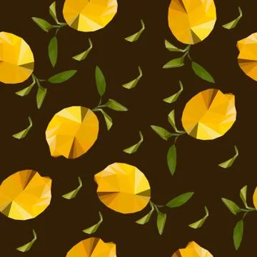 Low poly polygonal vector background image of brightly colored lemons in a pi Stock Illustration