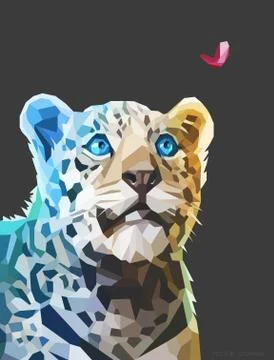Low poly portrait of a leopard. Vector eps 10 Stock Illustration