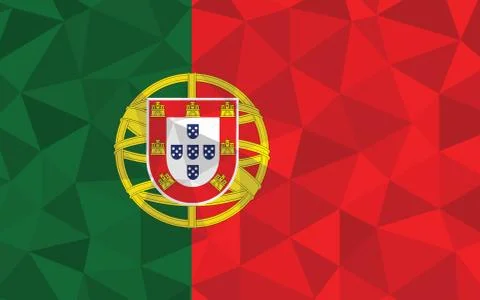 Low poly Portugal flag vector illustration. Triangular Portuguese flag graphi Stock Illustration
