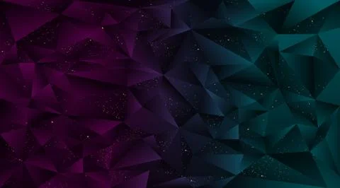 Low poly  purple blue abstract background, polygonal shapes with golden spark Stock Illustration