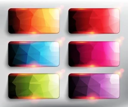 Low poly rectangles in 6 different colors. Stock Illustration
