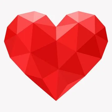 Low Poly Red Heart Gemstone Polygonal Love Symbol Vector Illustration Stock Illustration