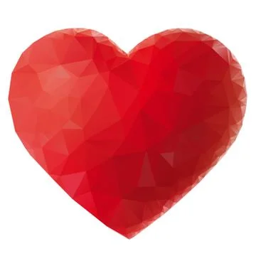 Low poly red heart on a white isolated background.Vector illustration. Stock-Illustration
