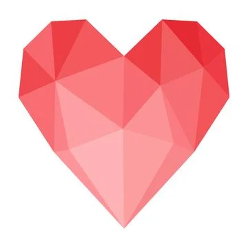 Low Poly Red Pink Heart  Faceted Geometric Love Symbol and Romantic Valentine Stock Illustration