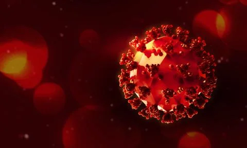 Low poly render of the  coronavirus model on a dark background.  Stock Illustration