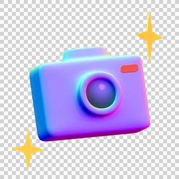 Low poly Retro Camera in gradient color, 3d rendering Stock Illustration