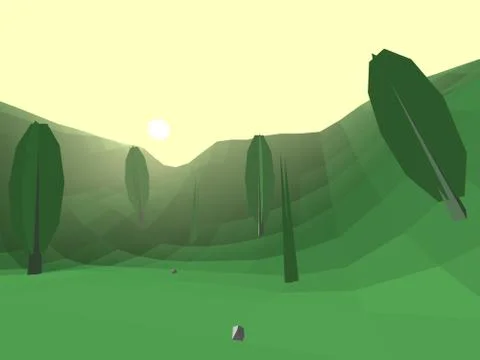 Low poly retro style bug world Stock Illustration