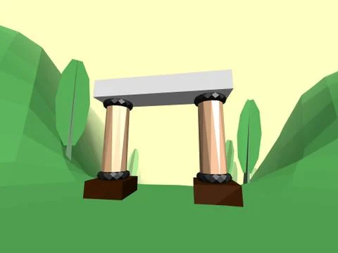 Low poly retro style bug world Stock Illustration