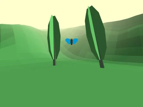 Low poly retro style bug world Stock Illustration