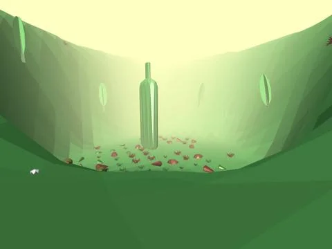 Low poly retro style bug world Stock Illustration