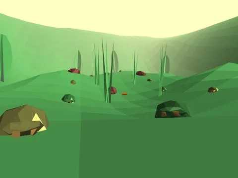 Low poly retro style bug world Stock Illustration