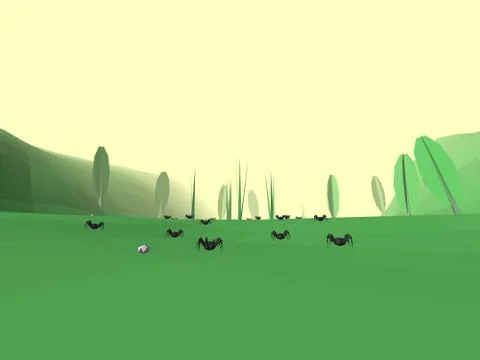 Low poly retro style bug world Stock Illustration