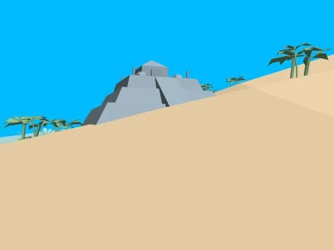 Low poly retro style desert Stock Illustration
