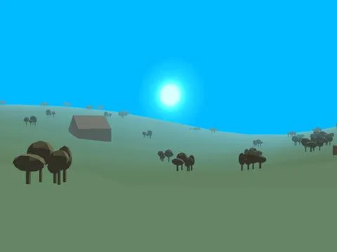 Low poly retro style landscape Stock Illustration