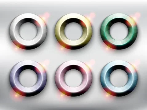 Low poly rings in 6 different pastel colors. Stock Illustration