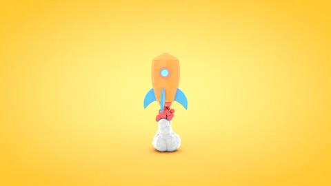 Low Poly Rocket, 3d rendering illustration 스톡 일러스트