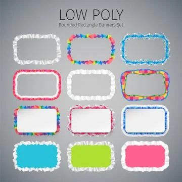 Low Poly Rounded Rectangle Banners Set Stock Illustration