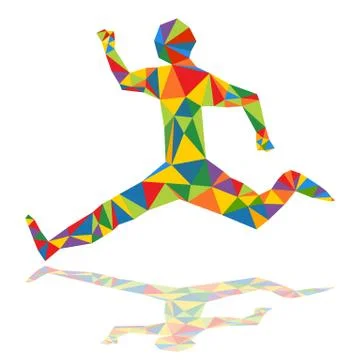 Low Poly Runner Icon Stock Illustration