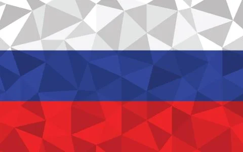 Low poly Russia flag vector illustration. Triangular Russian flag graphic. Ru Stock Illustration