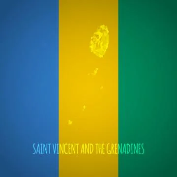 Low Poly Saint Vincent and The Grenadines Map with National Colors Illustrazione stock
