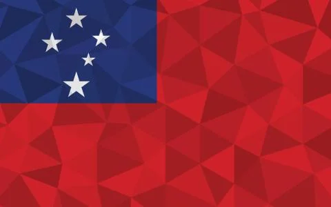 Low poly Samoa flag vector illustration. Triangular Samoan flag graphic. Samo Stock-Illustration