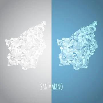 Low Poly San Marino Map with National Colors Stock Illustration