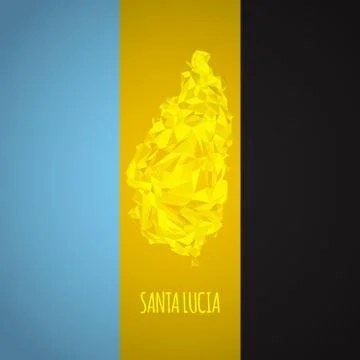 Low Poly Santa Lucia Map with National Colors Stock Illustration