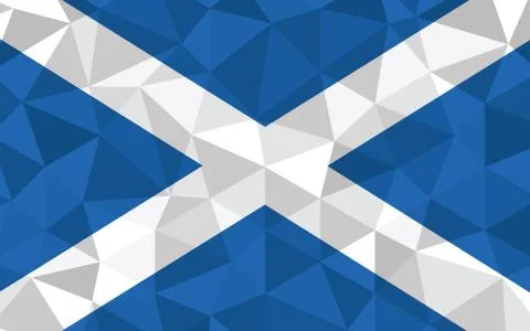 Low poly Scotland flag vector illustration. Triangular Scottish flag graphic. Stock Illustration