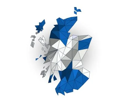 Low poly Scotland map on a waving flag Stock Illustration