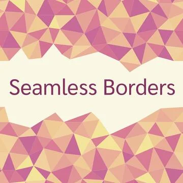 Low poly seamless vector borders with 10 shades of warm pink and yellow Stock Illustration