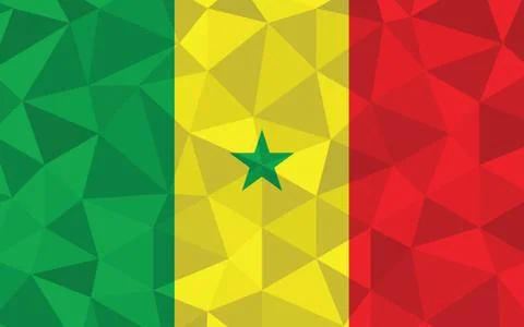 Low poly Senegal flag vector illustration. Triangular Senegalese flag graphic Stock Illustration