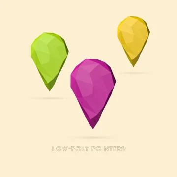 Low Poly Set of Map Pointers Stock Illustration