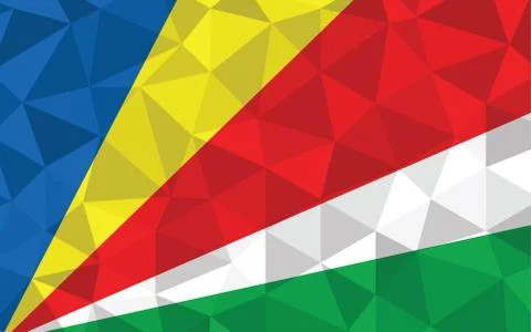 Low poly Seychelles flag vector illustration. Triangular Seychellois flag gra Illustrazione stock