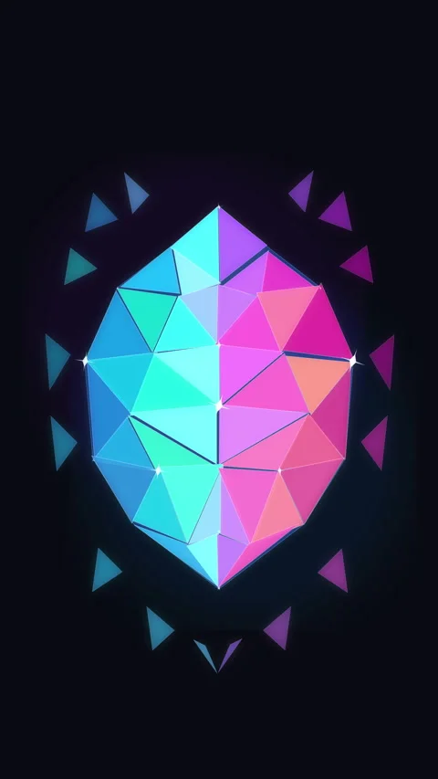 Low poly shield polygon gemstone crystal pixel art animation loop Stock Footage 346738619