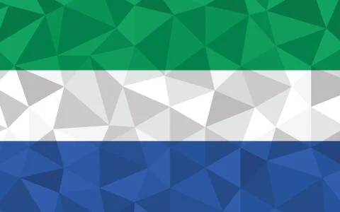 Low poly Sierra Leone flag vector illustration. Triangular Sierra Leonean fla Illustration