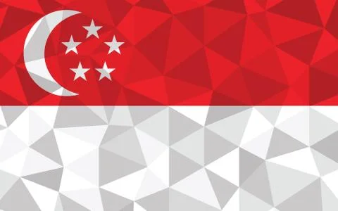 Low poly Singapore flag vector illustration. Triangular Singaporean flag grap Stockillustratie