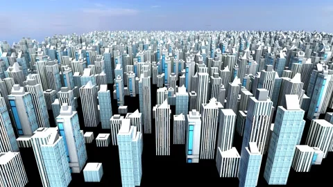 Low poly Skyscrapers 3D animation, 4k Stock Footage 229019920