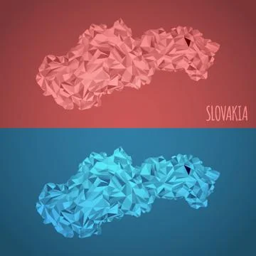 Low Poly Slovakia Map with National Colors Stock Illustration