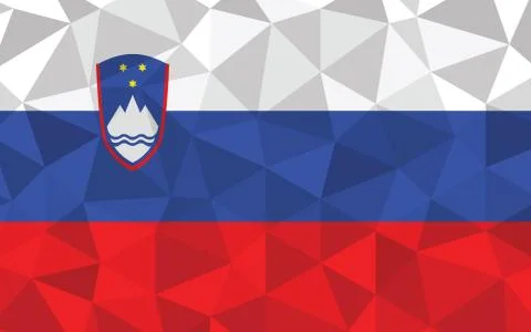 Low poly Slovenia flag vector illustration. Triangular Slovenian flag graphic Stock-Illustration