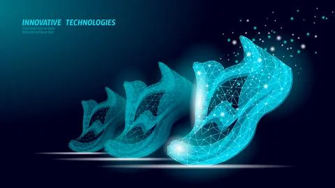 Low poly sneaker model. Digital symbol cryptocurrency game sten. Walking to earn Stock Illustration